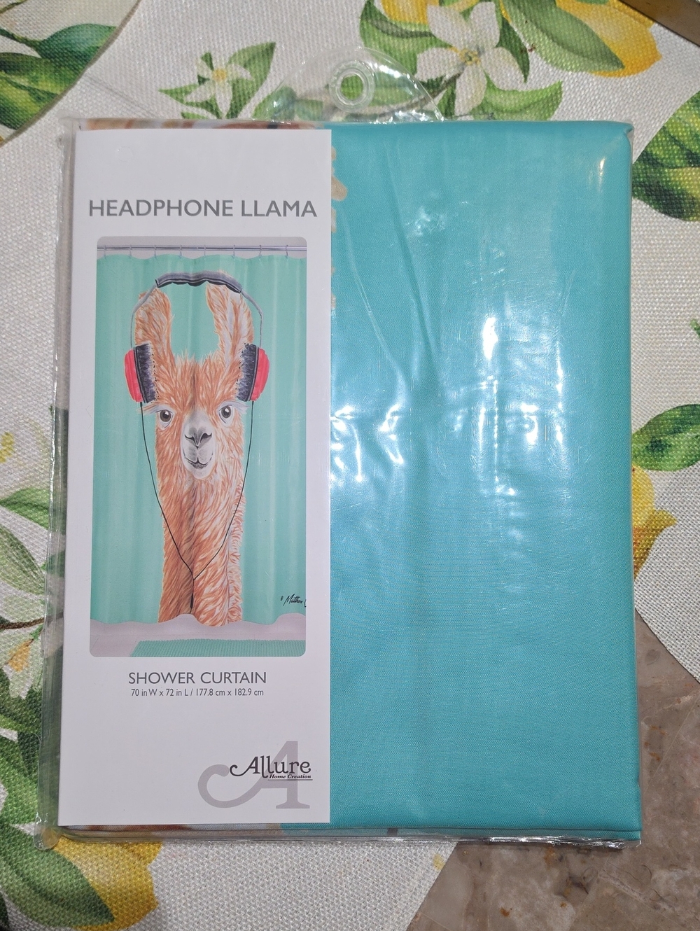 Allure Turquoise Over-Ear Headphones Illustration Curtain